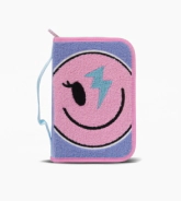 CARTUCHERA RIGIDA 2 CIERRES HAPPY SMILE FOOTY ROSA