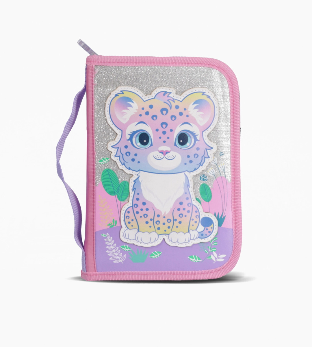 CARTUCHERA RIGIDA 1 CIERRE SWEET LEOPARD FOOTY ROSA