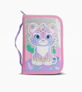 CARTUCHERA RIGIDA 1 CIERRE SWEET LEOPARD FOOTY ROSA