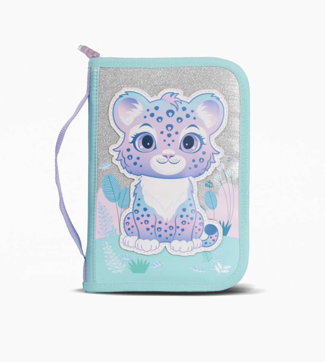 CARTUCHERA RIGIDA 1 CIERRE SWEET LEOPARD FOOTY CELESTE