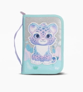 CARTUCHERA RIGIDA 1 CIERRE SWEET LEOPARD FOOTY CELESTE