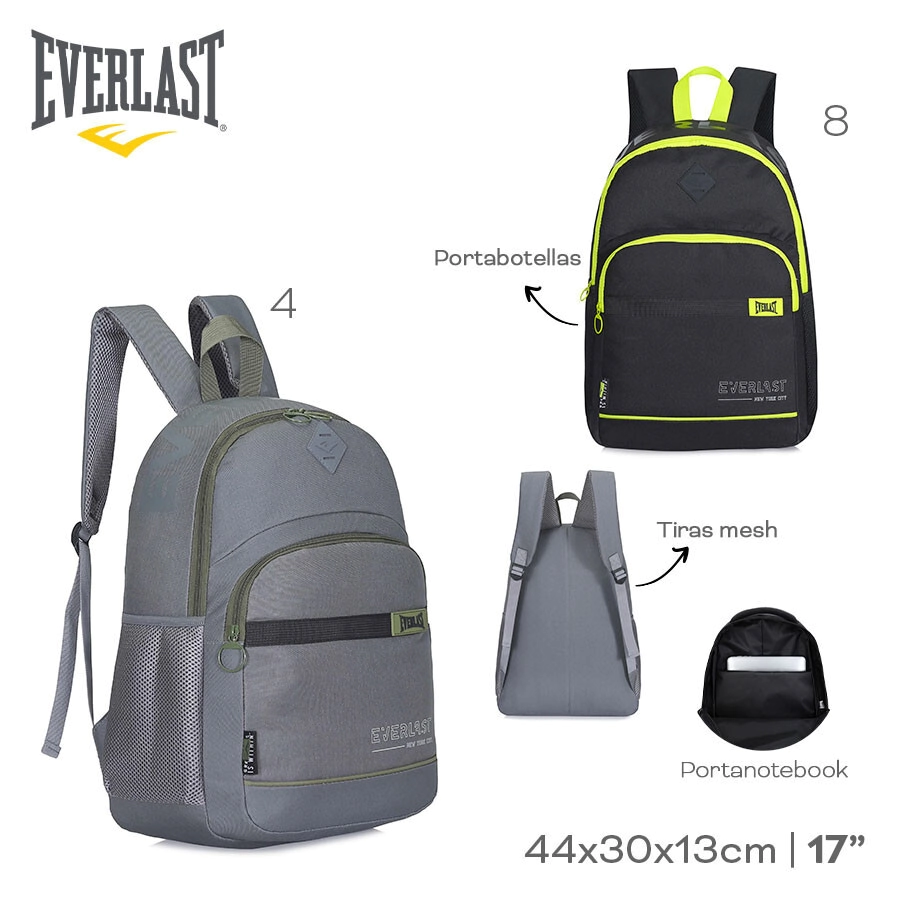 MOCHILA PORTANOTEBOOK EVERLAST GRIS
