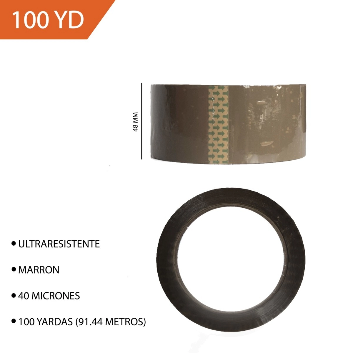 CINTA MARRON 48mm x 40mic - 91,44 Mts