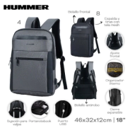 MOCHILA PORTANOTEBOOK HUMMER GRIS