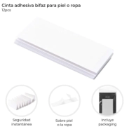CINTA ADHESIVA BIFAZ PARA PIEL O ROPA x12 SKORA