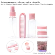 SET ENVASES PARA RELLENAR Y PEINE PLEGABLE x5 SKORA
