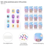 SET UÑAS POSTIZAS PARA NIÑAS PRESS x12 SKORA