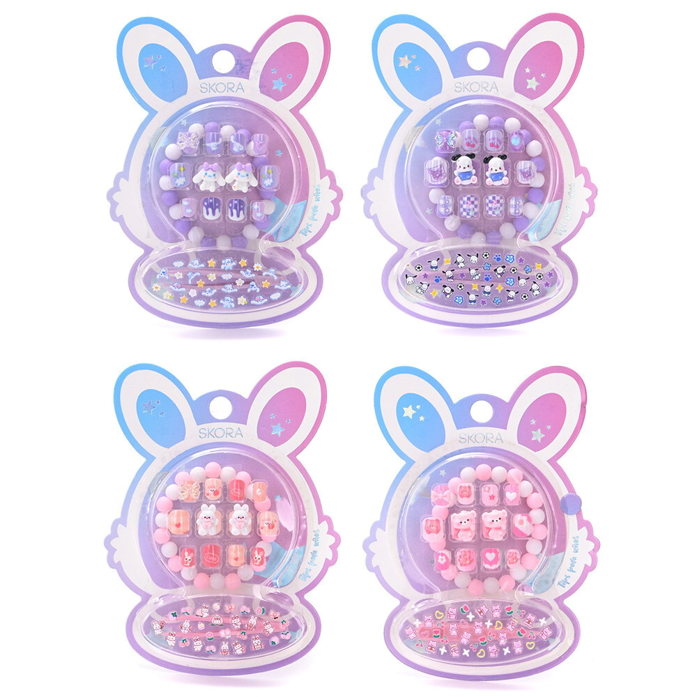 SET U�AS POSTIZAS PRESS C/ STICKERS Y PULSERA SKORA