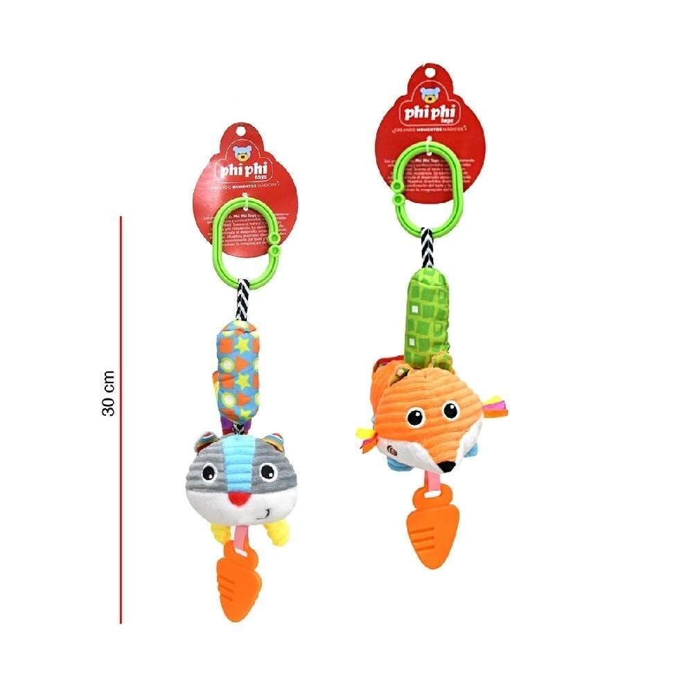 ZORRITO Y GATITO COLGANTE CON CASCABEL PHI PHI TOYS