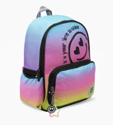 MOCHILA ESPALDA GRANDE LINEA MULTICOLOR FOOTY NEGRO