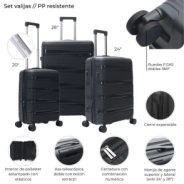 SET DE VALIJAS SKORA HARD PP GRIS OSCURO 20