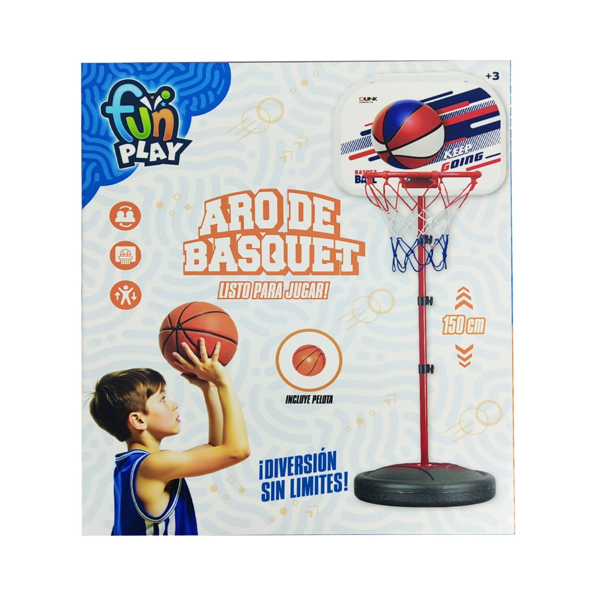 ARO DE BASQUET CON PIE HASTA 1,5 MTS 170x45x45 CM