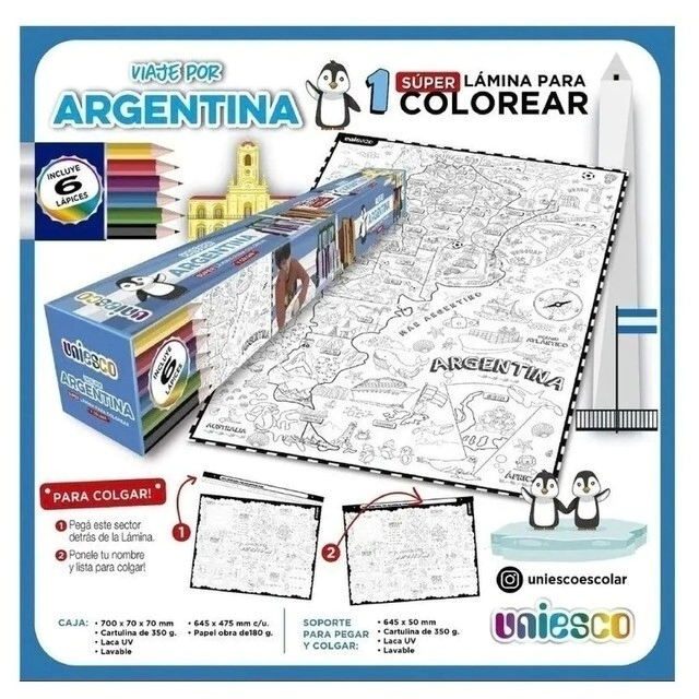 LAMINA PARA COLOREAR 95 x 70 CM SURTIDO UNIESCO