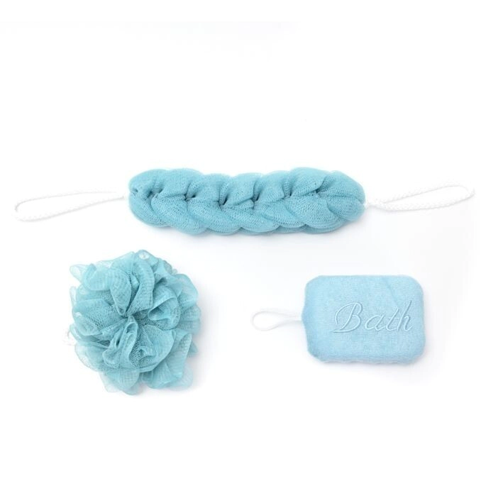 SET DE DUCHA X3 SPA ESPONJA, POM POM, ESPONJA DE ESPALDA