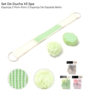 SET DE DUCHA X3 SPA ESPONJA, POM POM, ESPONJA DE ESPALDA