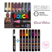 MARCADORES POSCA 5M PUNTA GRUESA ESTUCHE X8 DARK