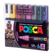 MARCADORES POSCA 5M PUNTA GRUESA ESTUCHE X8 DARK