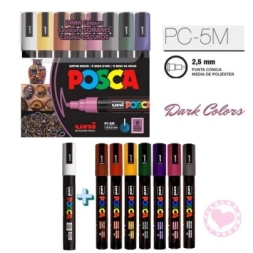 MARCADORES POSCA 5M PUNTA GRUESA ESTUCHE X8 DARK