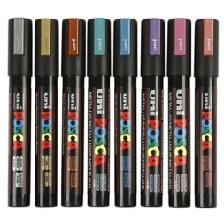 MARCADORES POSCA 5M PUNTA GRUESA ESTUCHE X8 METAL