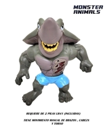 TIBURON MONSTER ANIMALS CON SONIDO ARTICULADO 22CM