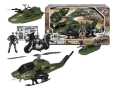 SUPER HELICOPTERO Y MOTO MILITAR 34x11x18,5 CM