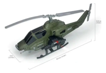 SUPER HELICOPTERO Y MOTO MILITAR 34x11x18,5 CM