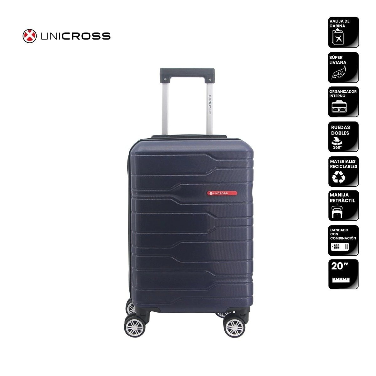 VALIJA CARRY ON ABS 20" AZUL UNICROSS
