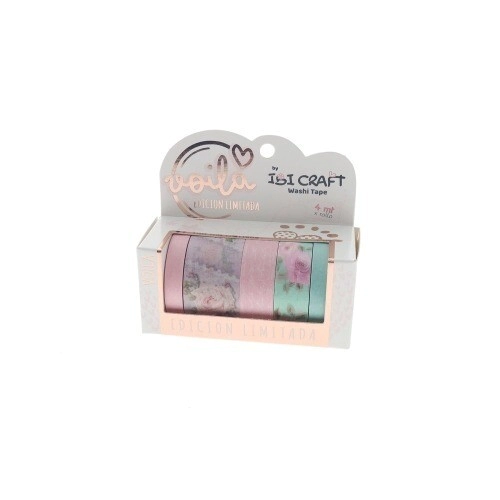 WASHITAPE BOX 5 ROLLOS DE 4 Mts ROSES EDITION IBICRAFT