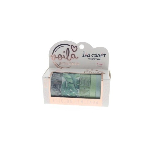WASHITAPE BOX 5 ROLLOS DE 4 Mts LEAVES EDITION IBICRAFT