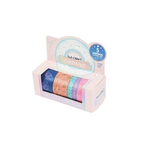 WASHITAPE BOX 5 ROLLOS DE 4 Mts COLECCION ASTROLOGICA IBICRAFT