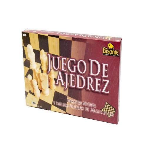 AJEDREZ BISONTE TABLERO 34x34 CM PIEZAS MADERA