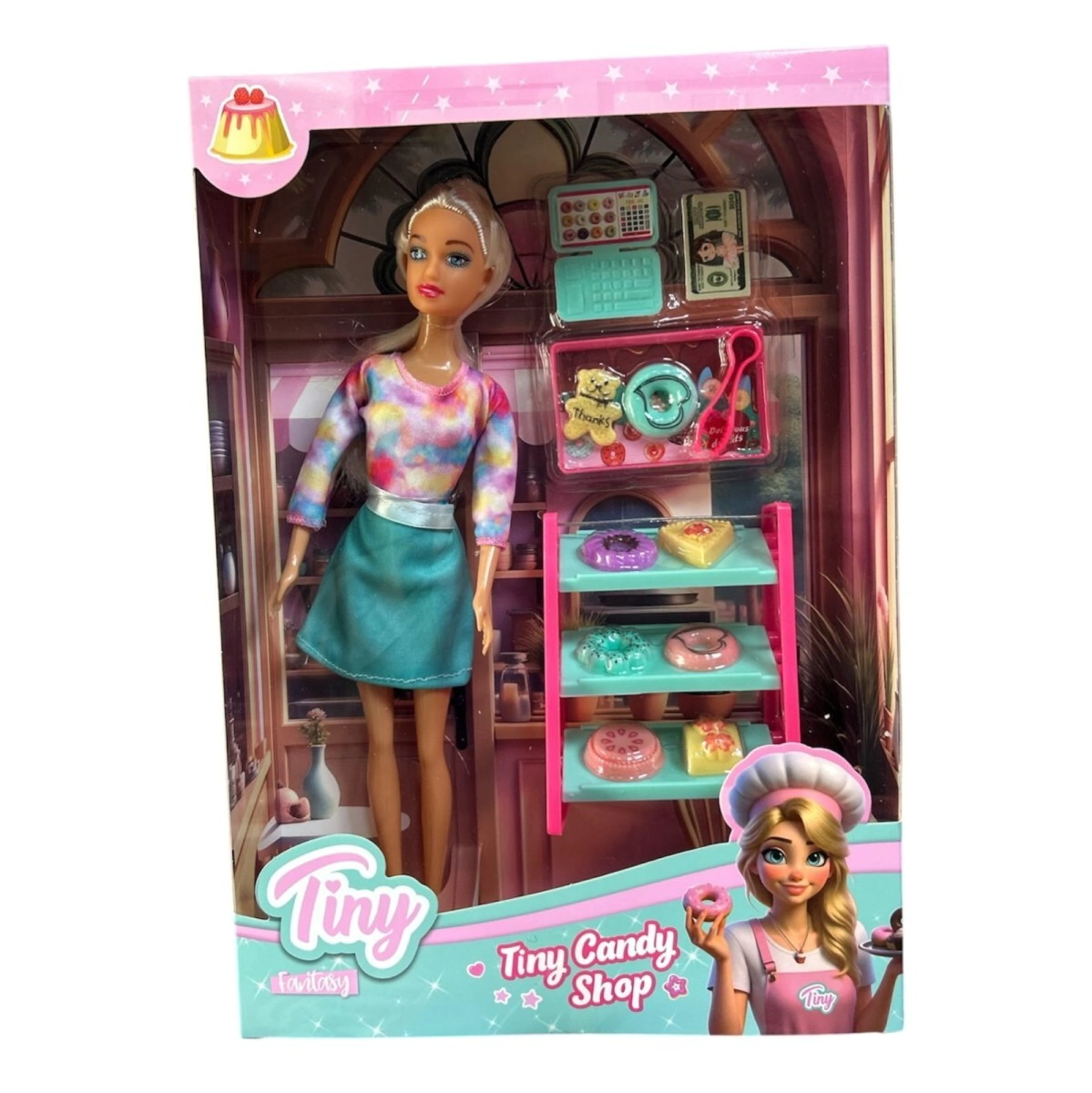 MU�ECA TINY PASTELERA CON ACCESORIOS 23x6x33 CM