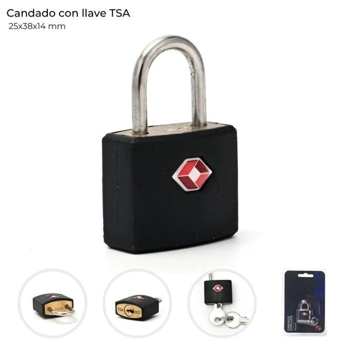 CANDADO CON LLAVE TSA 25x38x14 MM