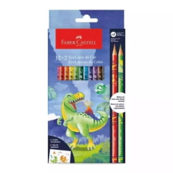 ECOLAPICES DE COLORES DINOSAURIO X12+2 FABER CASTELL