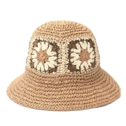 SOMBRERO CAPELINA TEJIDA MULTICOLOR SIMIL CROCHET FLORES SKORA