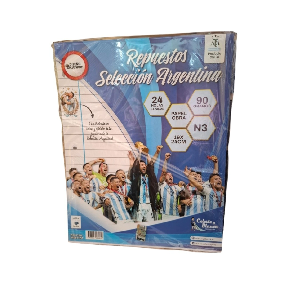 REPUESTO 24 HOJAS N3 RAYADO SELECCION ARGENTINA