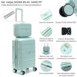 SET VALIJA 20" + BEAUTY CASE SKORA HARD PP AQUA
