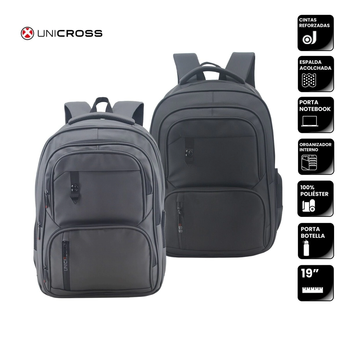 MOCHILA UNICROSS PORTANOTEBOOK 19" NEGRO