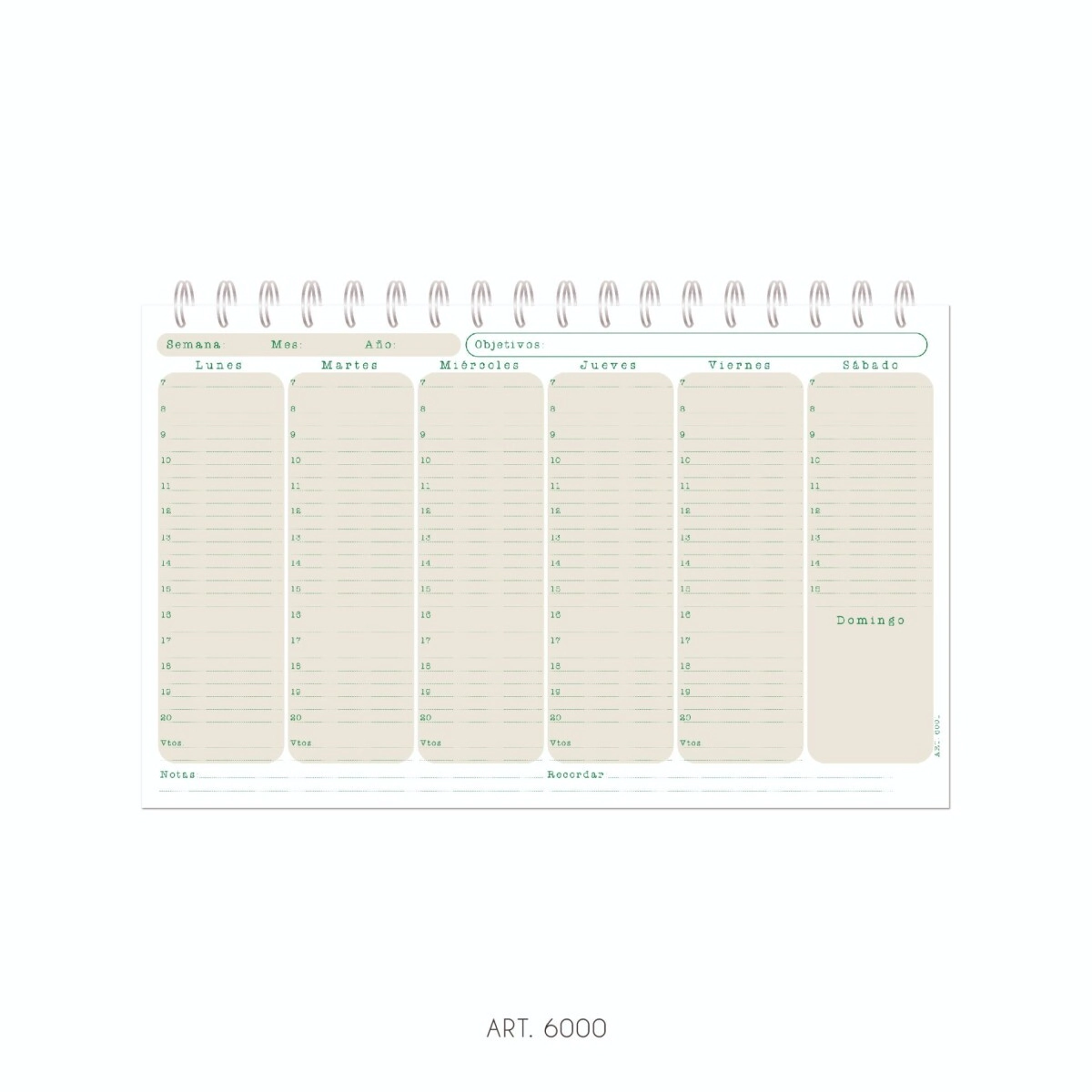 PLANNER SEMANAL PERPETUO 27X16 CM NORPAC