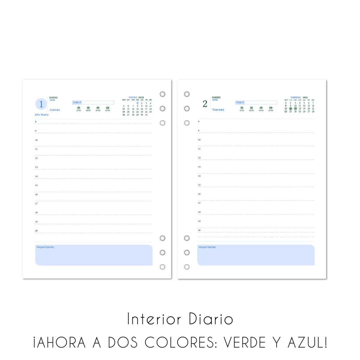REPUESTO PARA AGENDA N8 DIARIA NORPAC