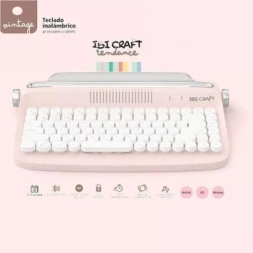 TECLADO VINTAGE BLUETHOOT ROSA IBICRAFT