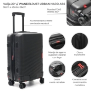 VALIJA CARRY ON WANDERLUST URBAN RED HARD ABS NEGRO 20"