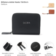 BILLETERA DOBLE CIERRE RIF 13x10 CM SKORA SUELA