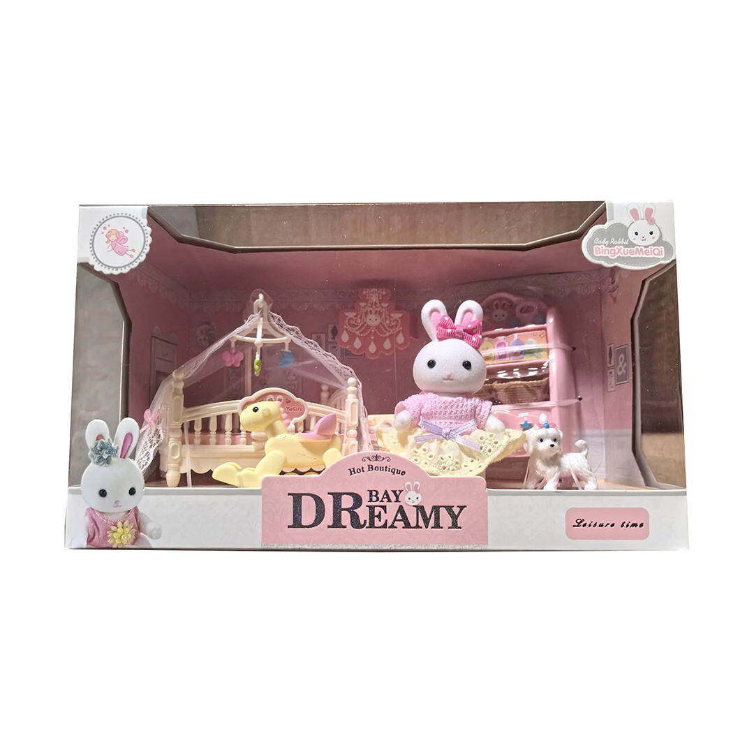 SET CONEJITO CON CUNA Y MASCOTA (6669-1)