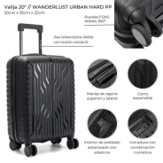 VALIJA CARRY ON WANDERLUST HARD PP NEGRO 20