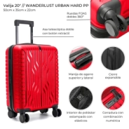 VALIJA CARRY ON WANDERLUST HARD PP ROJO 20