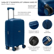 VALIJA CARRY ON WANDERLUST HARD PP AZUL 20