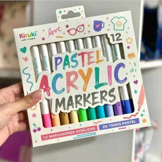 MARCADORES ACRILICOS PASTEL X 12 KIRUKI