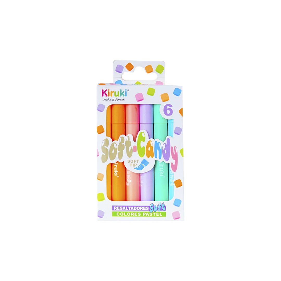 MINI RESALTADORES CANDY SOFT X 6 PASTEL KIRUKI