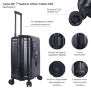 VALIJA CARRY ON WANDER URBAN MODE ABS NEGRA 20